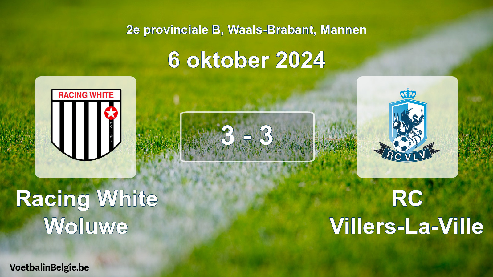 Match joué football hommes: Racing White Woluwe - RC Villers-La-Ville 3 - 3 (6 octobre 2024)