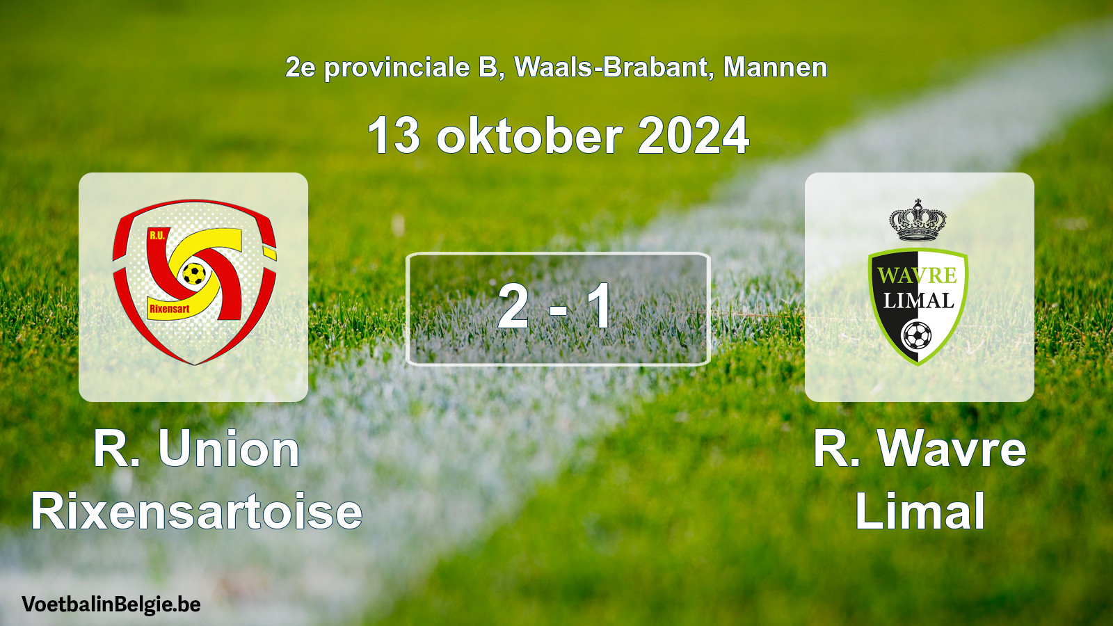 Gespeelde wedstrijd mannenvoetbal: R. Union Rixensartoise - R. Wavre Limal 2 - 1 (13 oktober 2024)