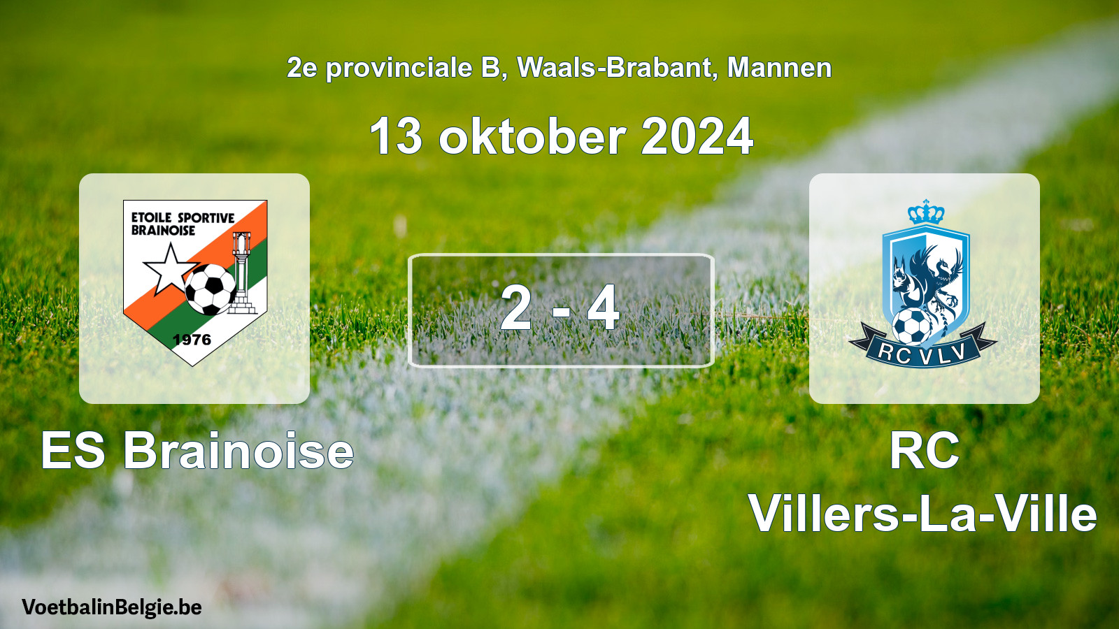 Gespeelde wedstrijd mannenvoetbal: ES Brainoise - RC Villers-La-Ville 2 - 4 (13 oktober 2024)