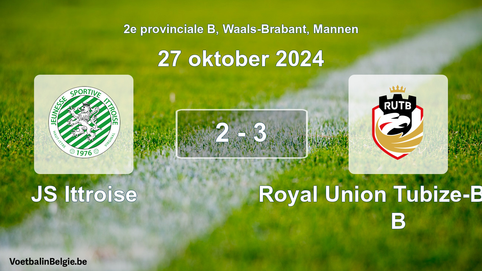 Gespeelde wedstrijd mannenvoetbal: JS Ittroise - Royal Union Tubize-Braine B 2 - 3 (27 oktober 2024)