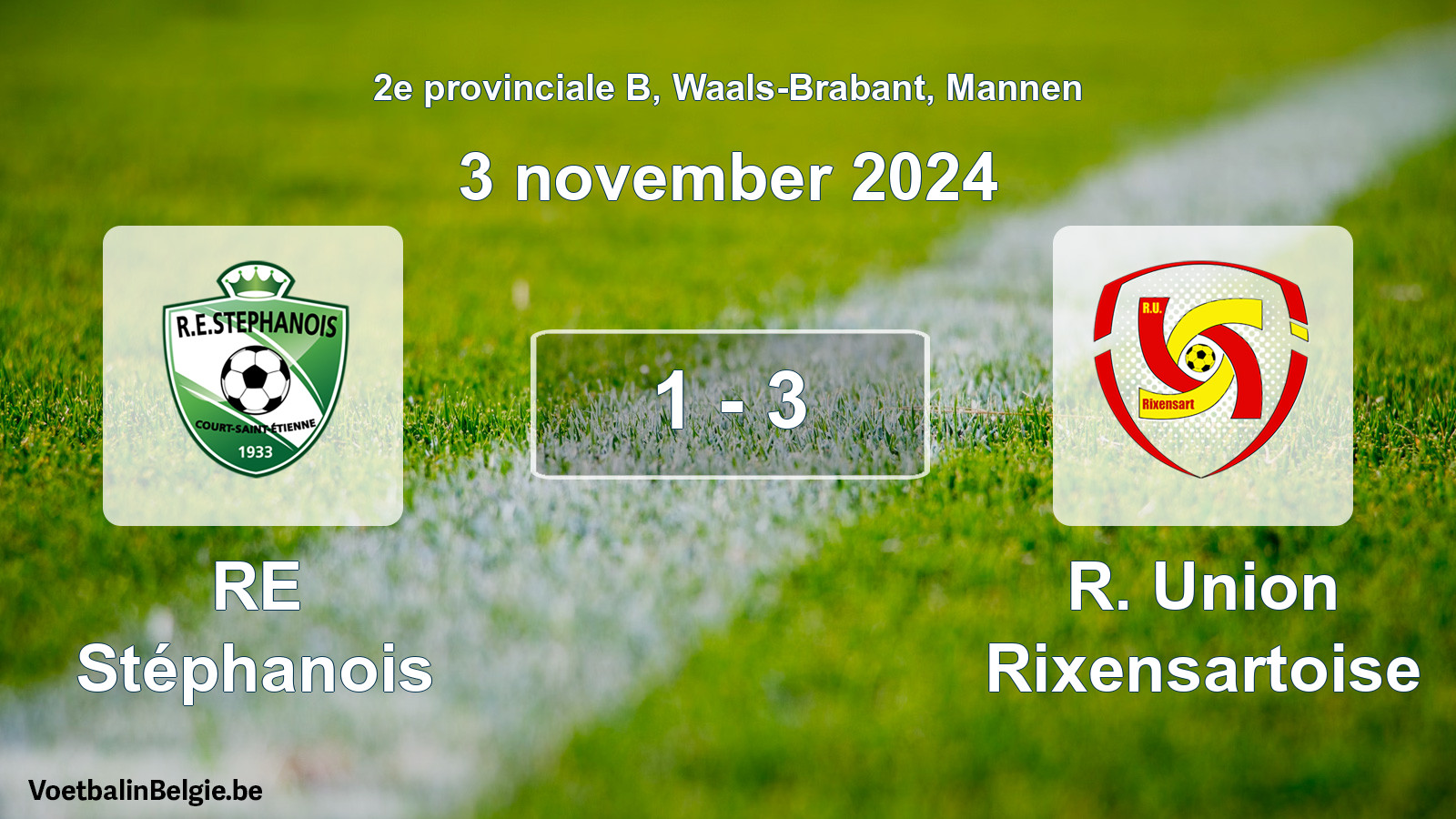 Gespeelde wedstrijd mannenvoetbal: RE Stéphanois - R. Union Rixensartoise 1 - 3 (3 november 2024)