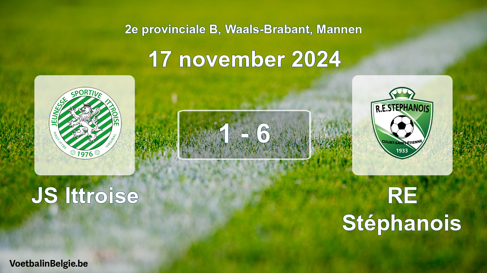 Gespeelde wedstrijd mannenvoetbal: JS Ittroise - RE Stéphanois 1 - 6 (17 november 2024)