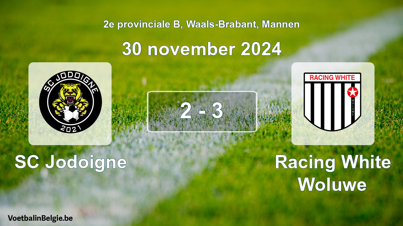 Gespeelde wedstrijd mannenvoetbal: SC Jodoigne - Racing White Woluwe 2 - 3 (30 november 2024)