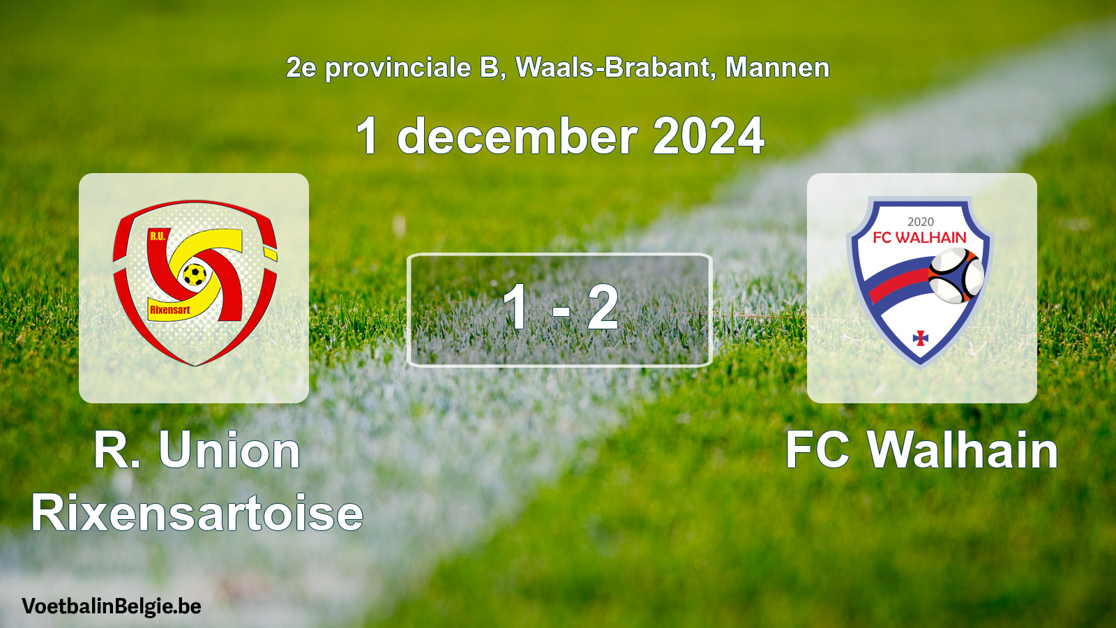 Gespeelde wedstrijd mannenvoetbal: R. Union Rixensartoise - FC Walhain 1 - 2 (1 december 2024)