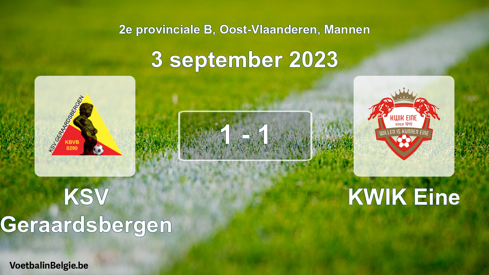 Gespeelde wedstrijd mannenvoetbal: KSV Geraardsbergen - KWIK Eine 1 - 1 (3 september 2023)