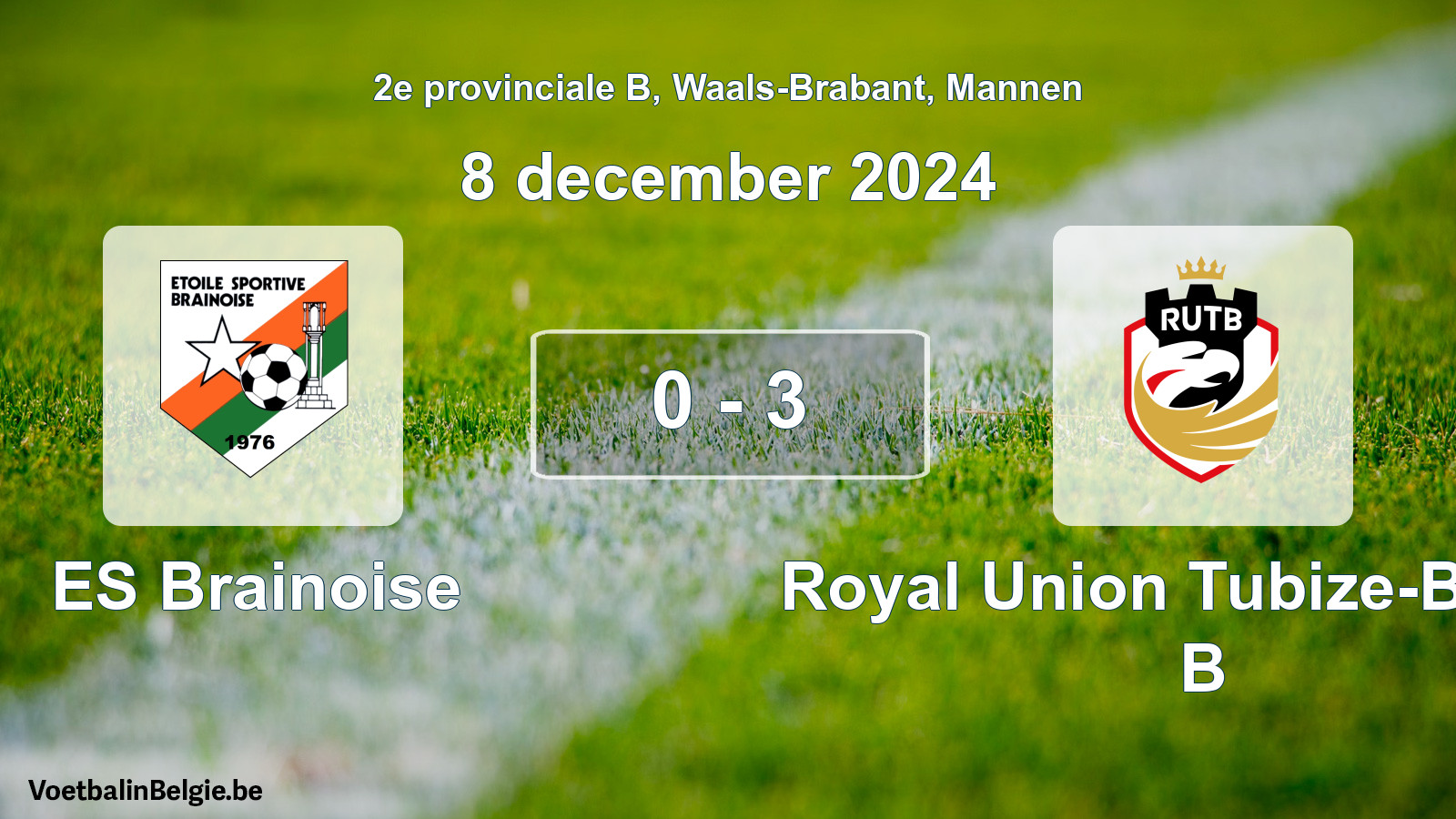 Gespeelde wedstrijd mannenvoetbal: ES Brainoise - Royal Union Tubize-Braine B 0 - 3 (8 december 2024)