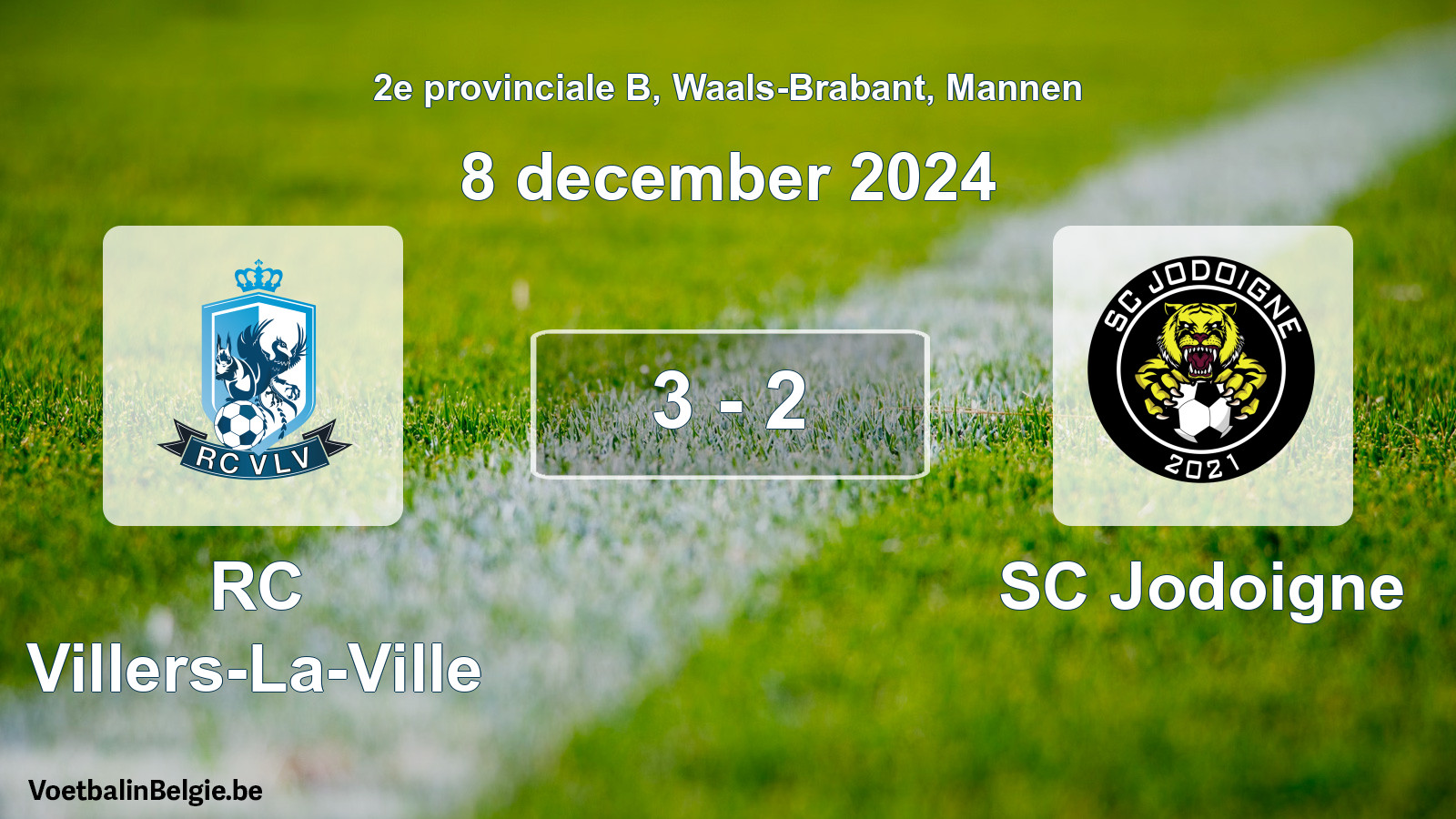 Gespeelde wedstrijd mannenvoetbal: RC Villers-La-Ville - SC Jodoigne 3 - 2 (8 december 2024)