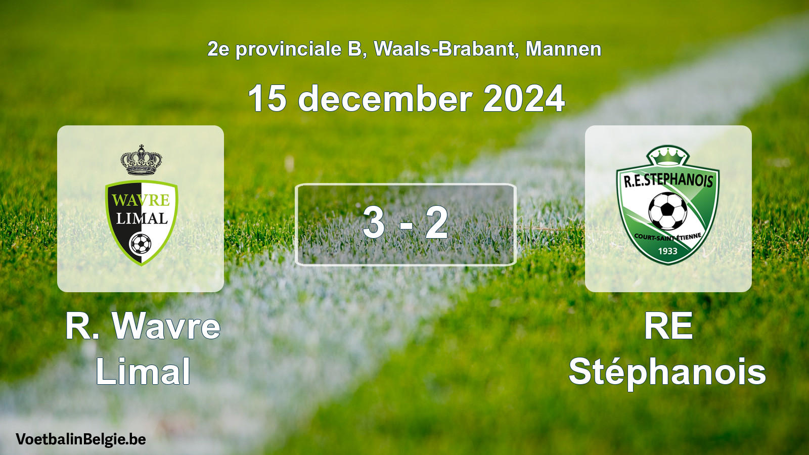 Match joué football hommes: R. Wavre Limal - RE Stéphanois 3 - 2 (15 décembre 2024)