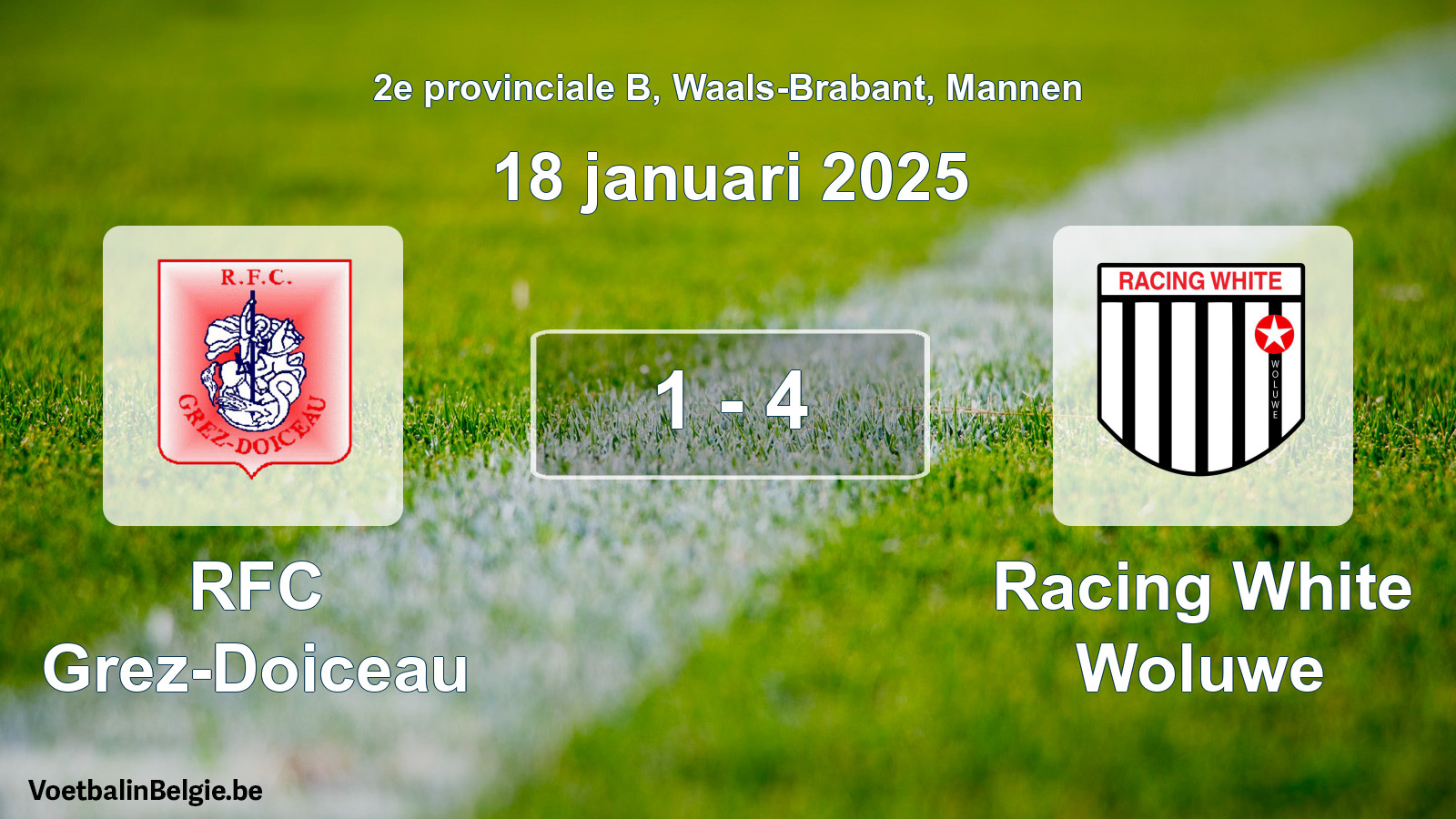 Played match men football: RFC Grez-Doiceau - Racing White Woluwe 1 - 4 (18 January 2025)