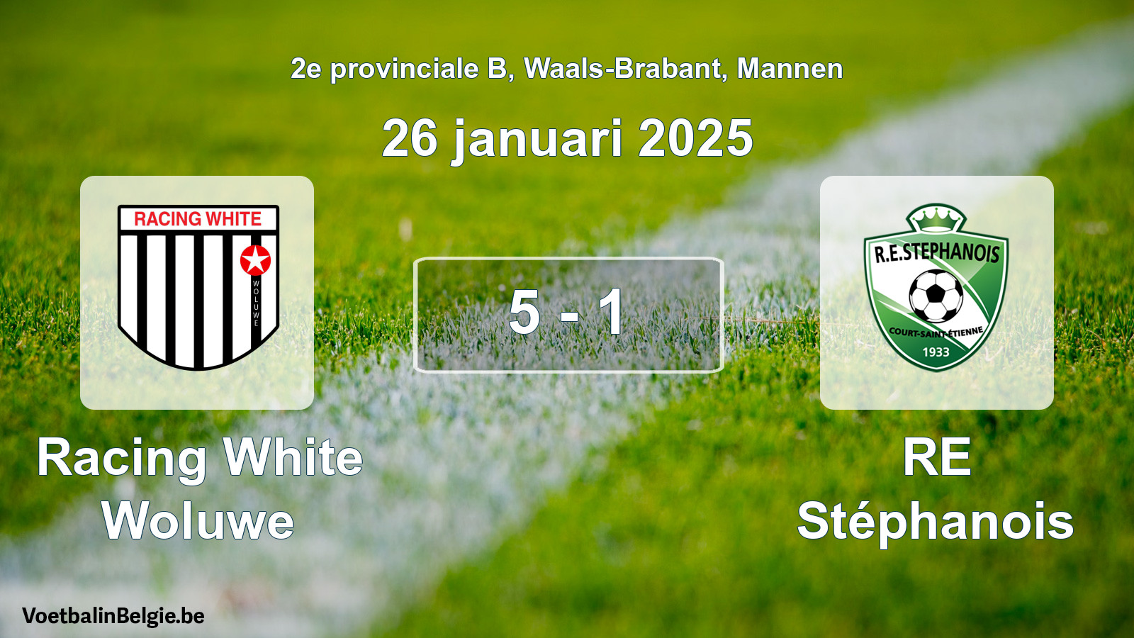 Gespeelde wedstrijd mannenvoetbal: Racing White Woluwe - RE Stéphanois 5 - 1 (26 januari 2025)