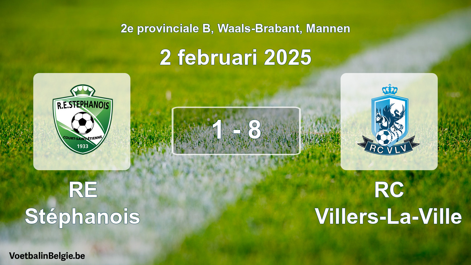 Gespeelde wedstrijd mannenvoetbal: RE Stéphanois - RC Villers-La-Ville 1 - 8 (2 februari 2025)
