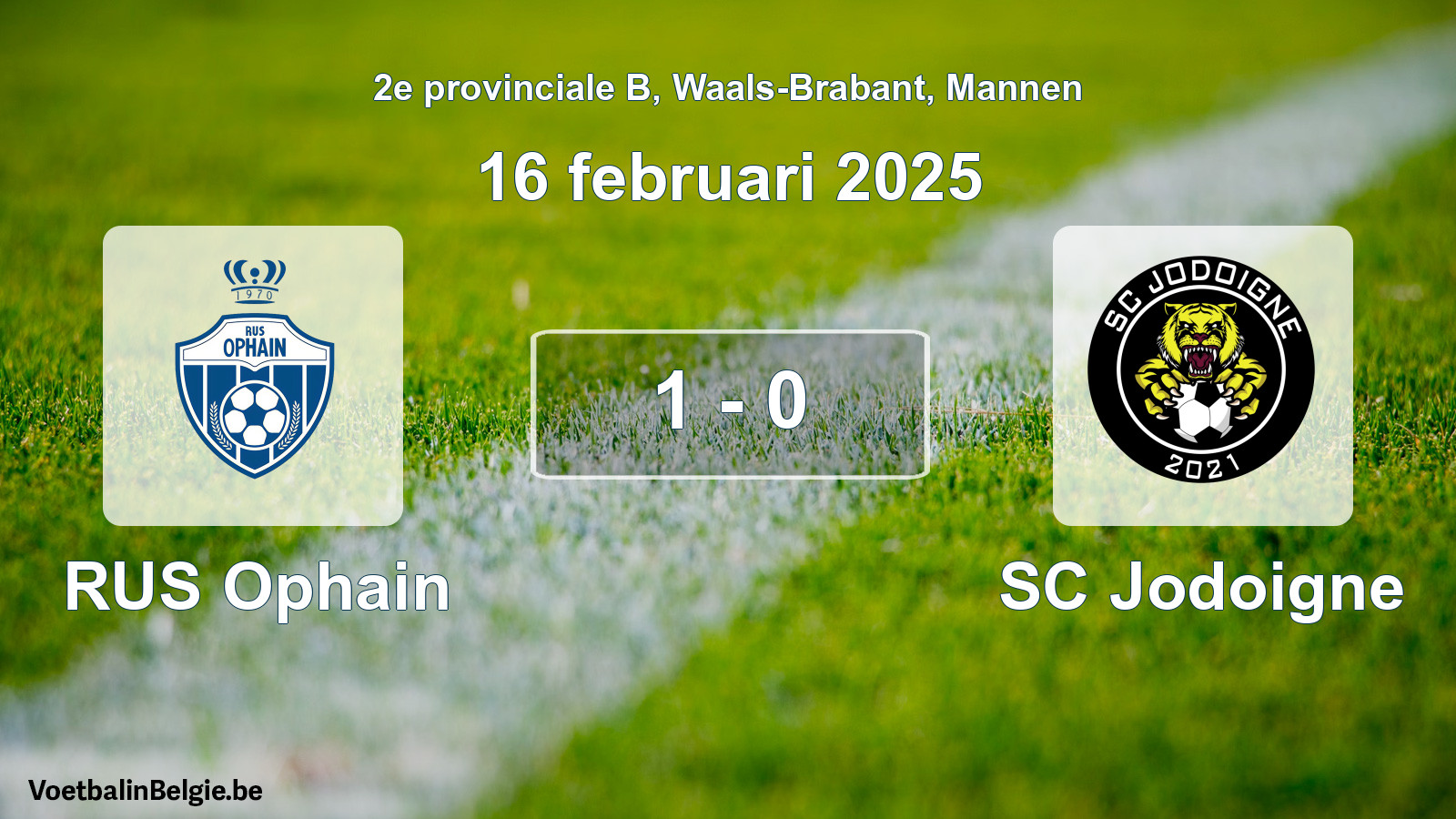 Gespeelde wedstrijd mannenvoetbal: RUS Ophain - SC Jodoigne 1 - 0 (16 februari 2025)