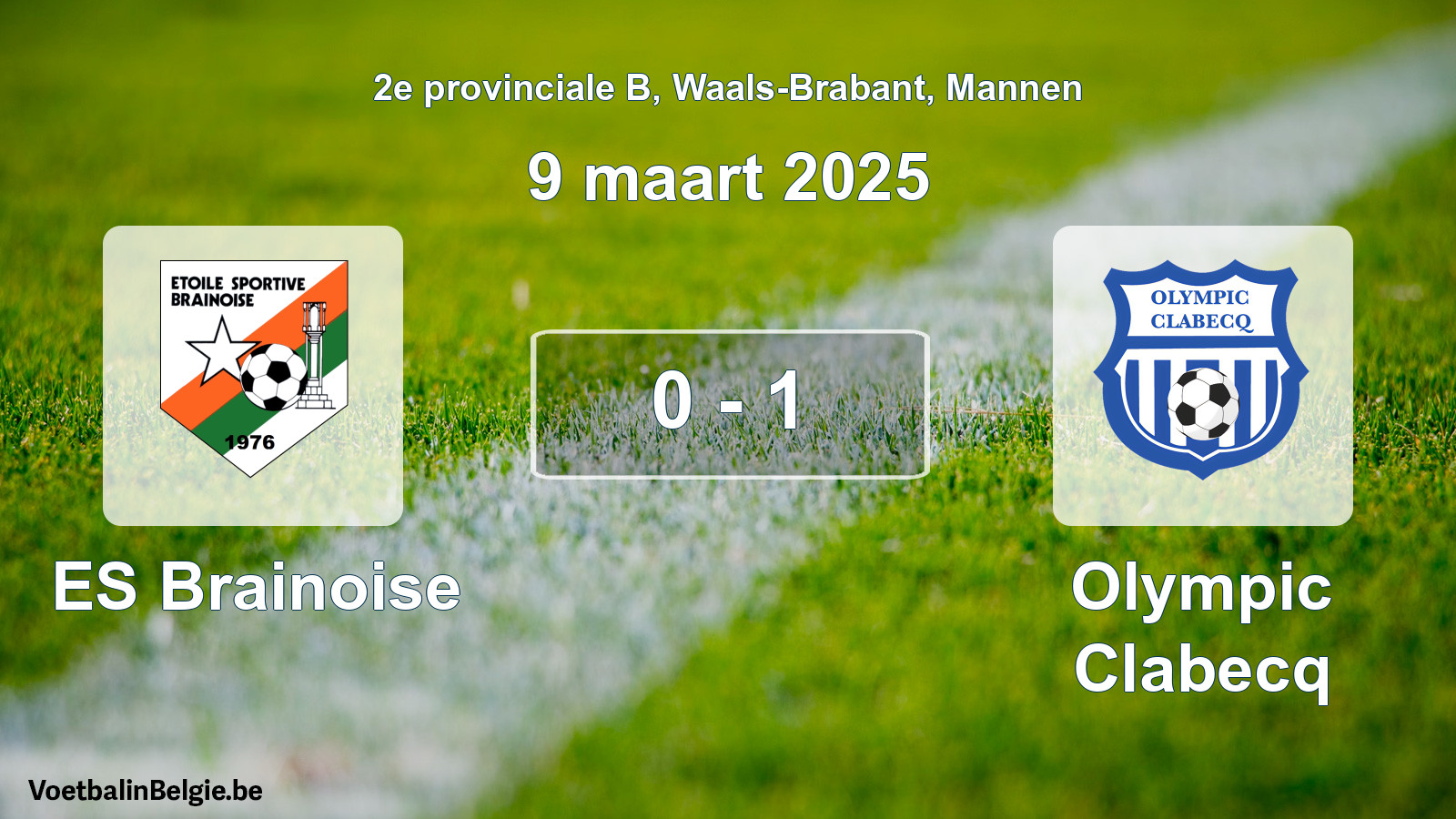 Gespeelde wedstrijd mannenvoetbal: ES Brainoise - Olympic Clabecq 0 - 1 (9 maart 2025)