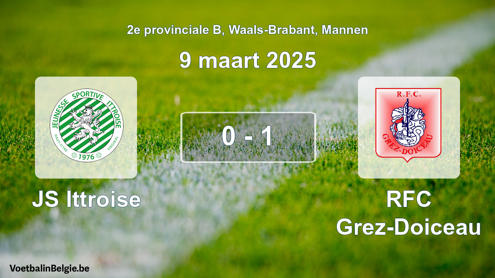 Gespeelde wedstrijd mannenvoetbal: JS Ittroise - RFC Grez-Doiceau 0 - 1 (9 maart 2025)