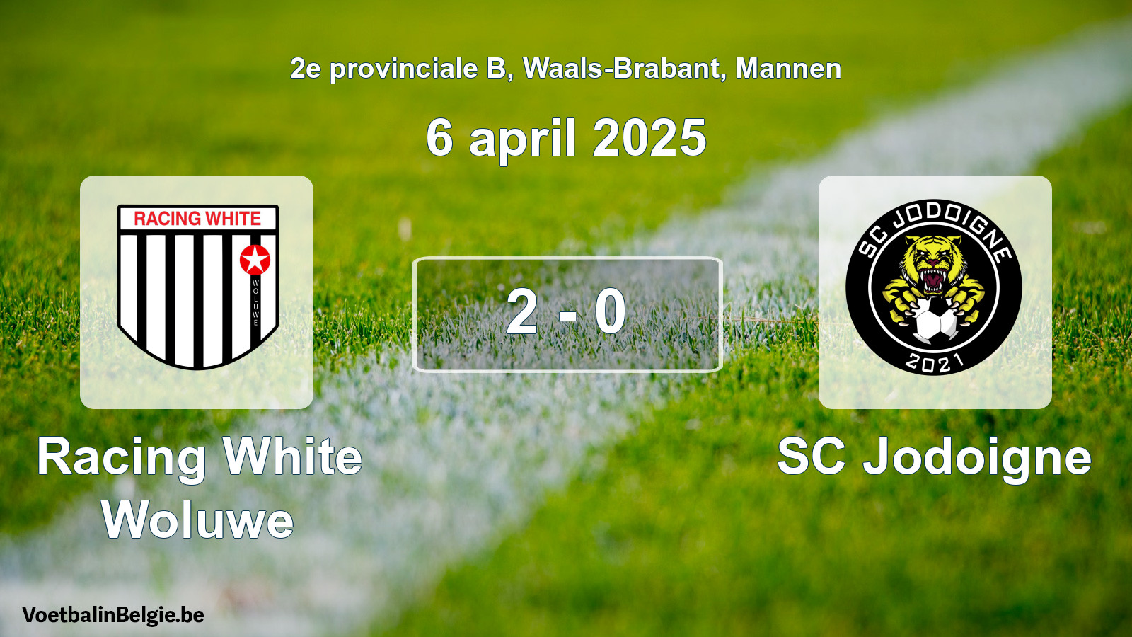 Played match men football: Racing White Woluwe - SC Jodoigne 2 - 0 (6 April 2025)