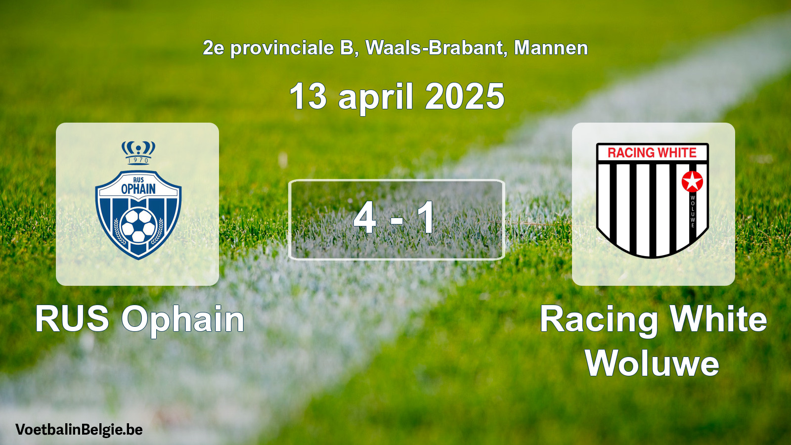 Gespeelde wedstrijd mannenvoetbal: RUS Ophain - Racing White Woluwe 4 - 1 (13 april 2025)