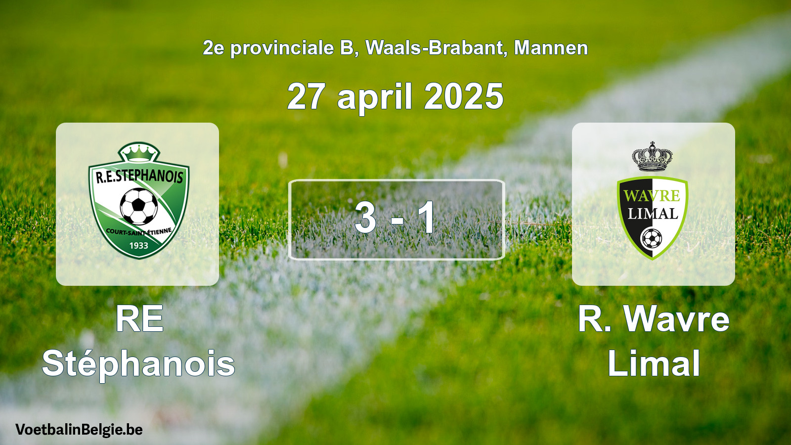 Played match men football: RE Stéphanois - R. Wavre Limal 3 - 1 (27 April 2025)