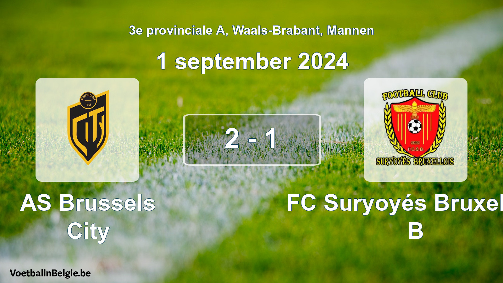Gespeelde wedstrijd mannenvoetbal: AS Brussels City - FC Suryoyés Bruxellois B 2 - 1 (1 september 2024)