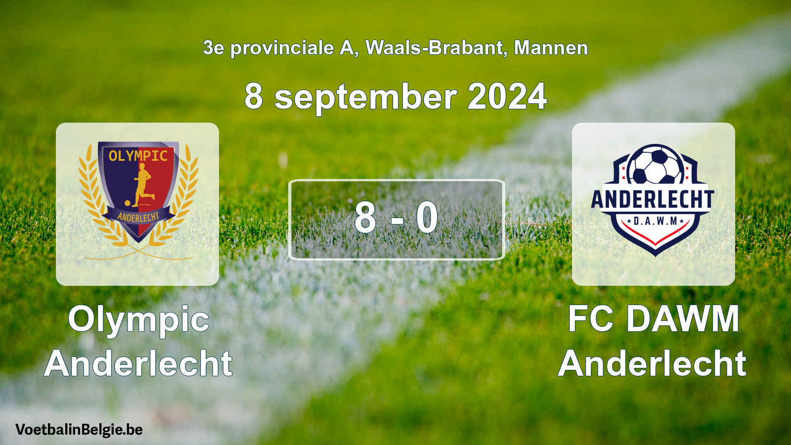 Gespeelde wedstrijd mannenvoetbal: Olympic Anderlecht - FC DAWM Anderlecht 8 - 0 (8 september 2024)
