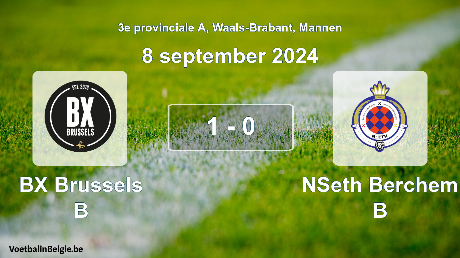 Gespeelde wedstrijd mannenvoetbal: BX Brussels B - NSeth Berchem B 1 - 0 (8 september 2024)