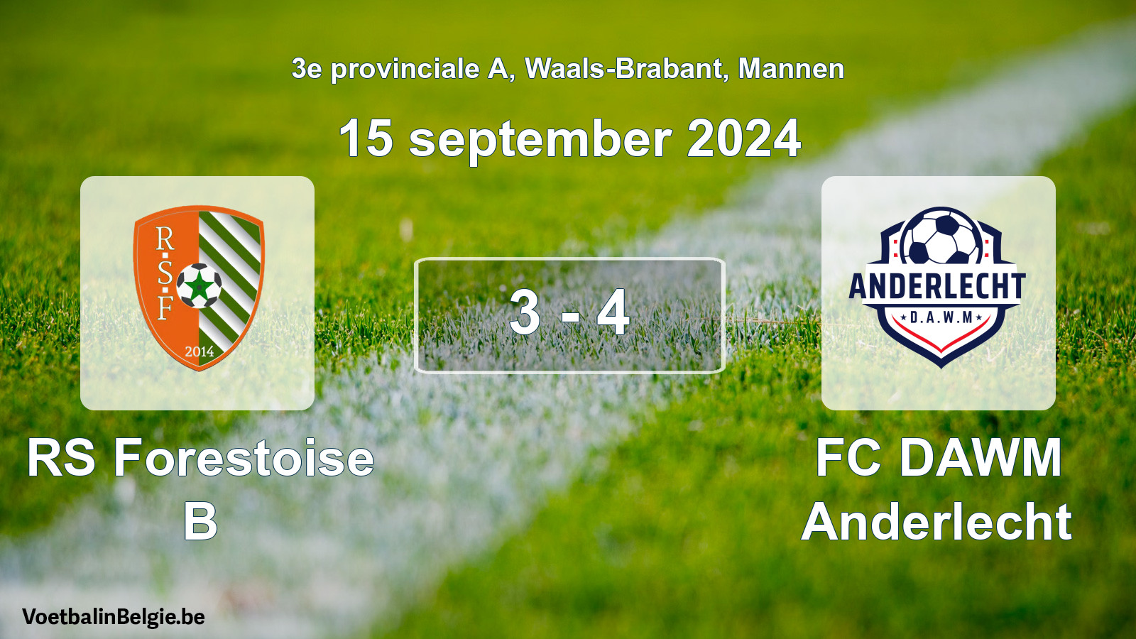 Gespeelde wedstrijd mannenvoetbal: RS Forestoise B - FC DAWM Anderlecht 3 - 4 (15 september 2024)