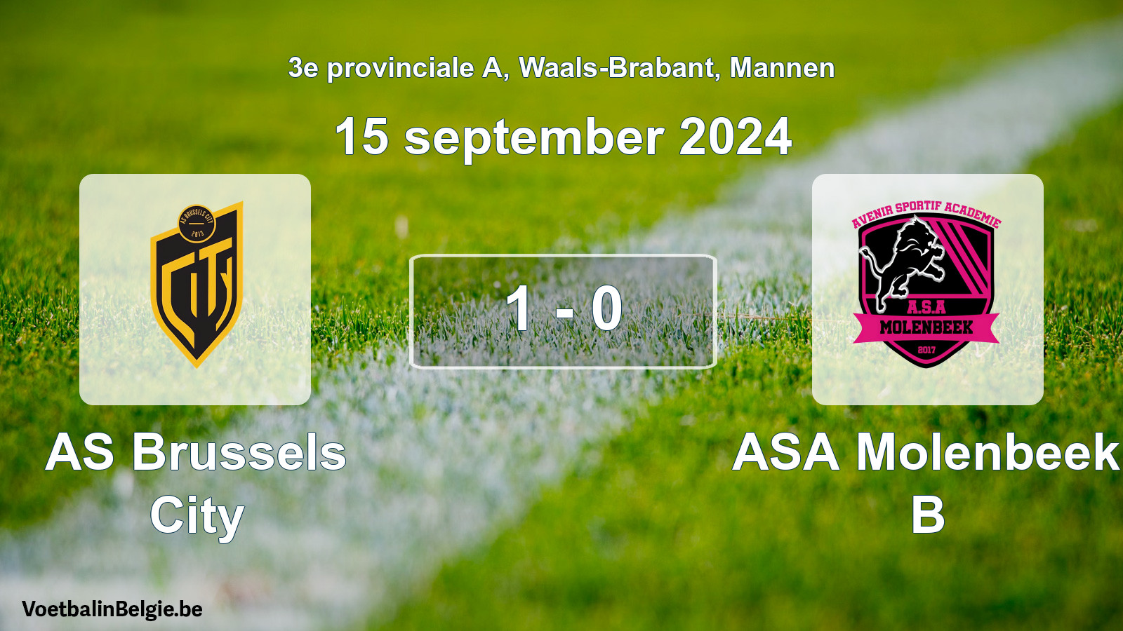 Gespeelde wedstrijd mannenvoetbal: AS Brussels City - ASA Molenbeek B 1 - 0 (15 september 2024)