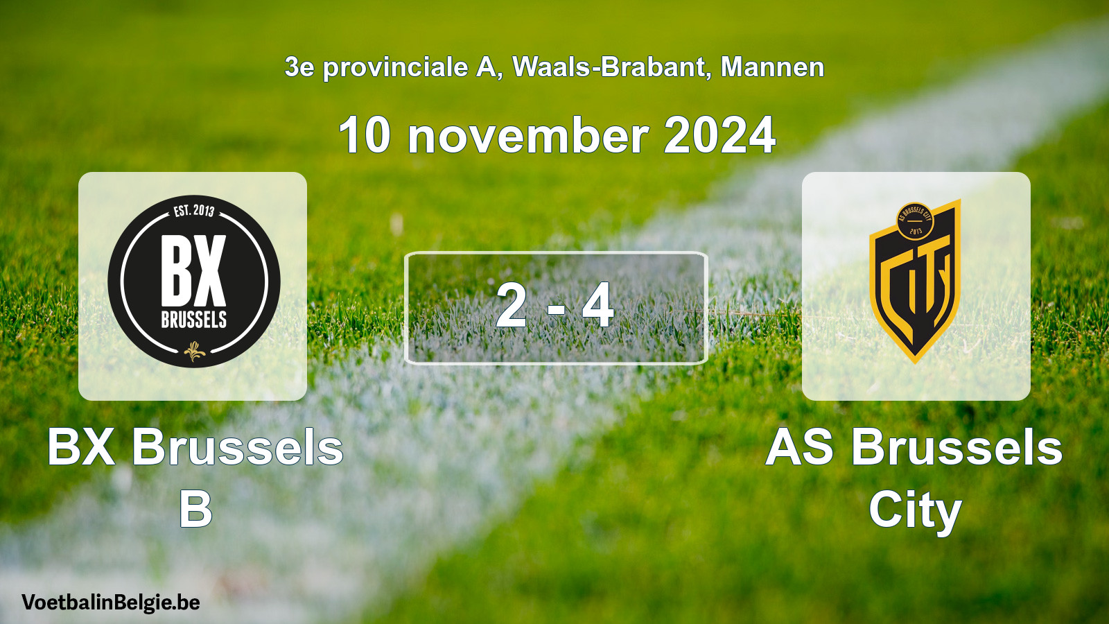 Gespeelde wedstrijd mannenvoetbal: BX Brussels B - AS Brussels City 2 - 4 (10 november 2024)