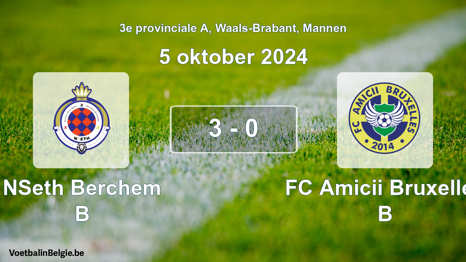Gespeelde wedstrijd mannenvoetbal: NSeth Berchem B - FC Amicii Bruxelles B 3 - 0 (5 oktober 2024)