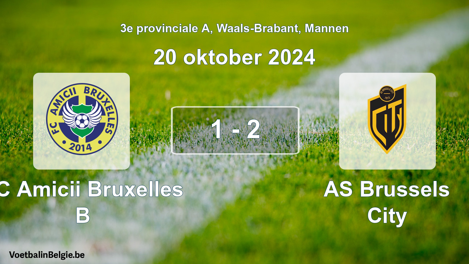 Gespeelde wedstrijd mannenvoetbal: FC Amicii Bruxelles B - AS Brussels City 1 - 2 (20 oktober 2024)