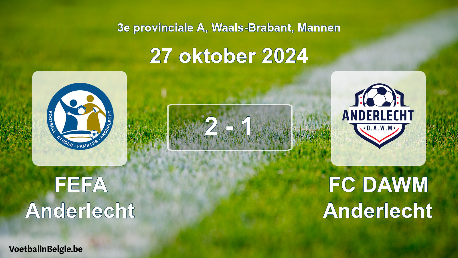 Gespeelde wedstrijd mannenvoetbal: FEFA Anderlecht - FC DAWM Anderlecht 2 - 1 (27 oktober 2024)