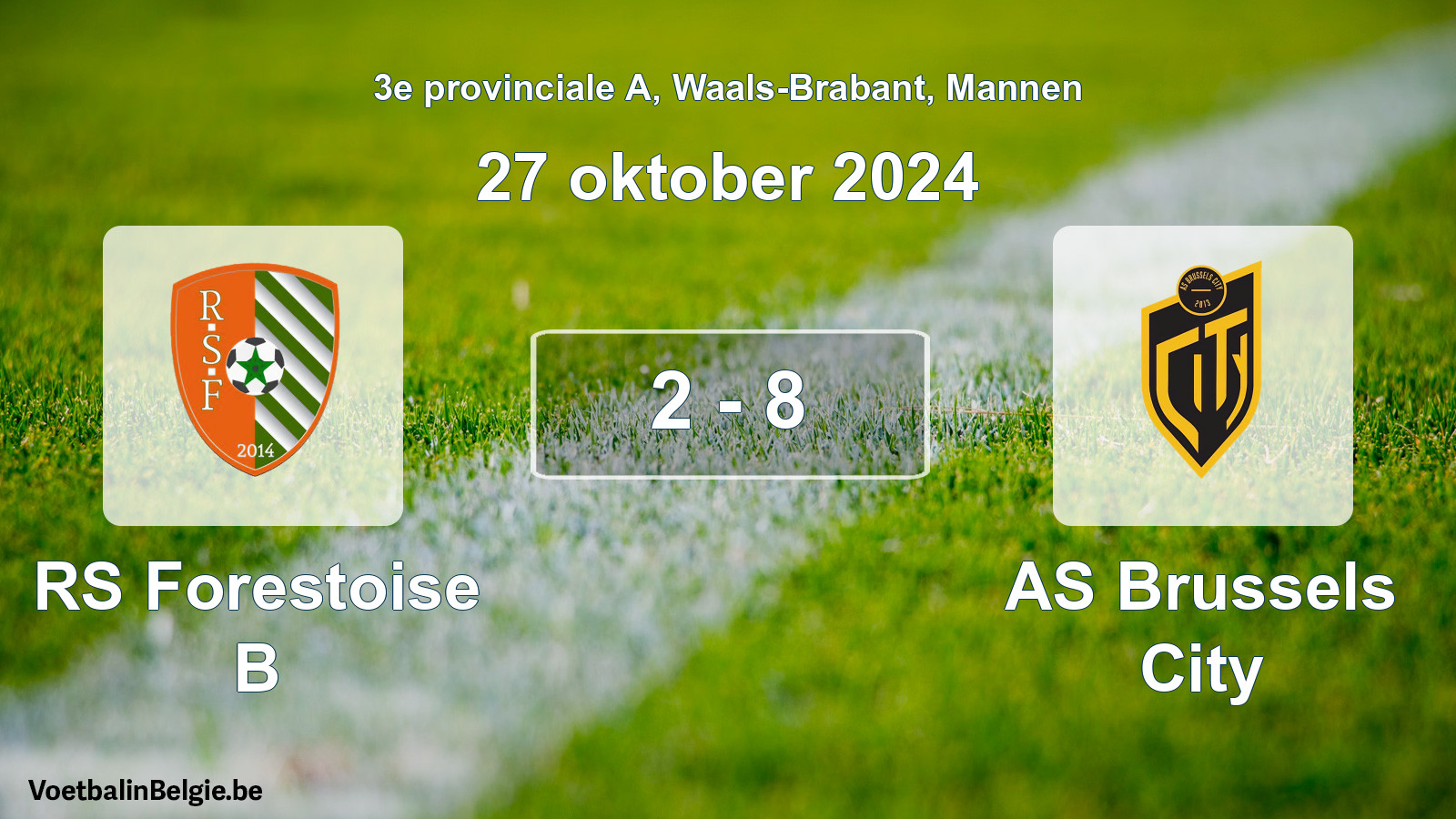 Gespeelde wedstrijd mannenvoetbal: RS Forestoise B - AS Brussels City 2 - 8 (27 oktober 2024)