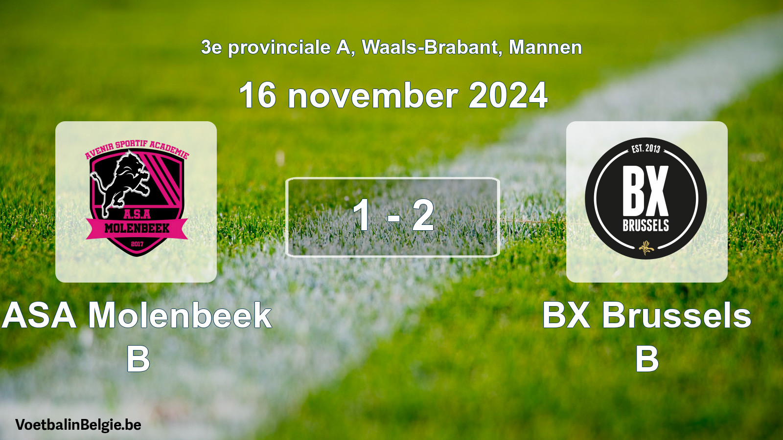 Gespeelde wedstrijd mannenvoetbal: ASA Molenbeek B - BX Brussels B 1 - 2 (16 november 2024)
