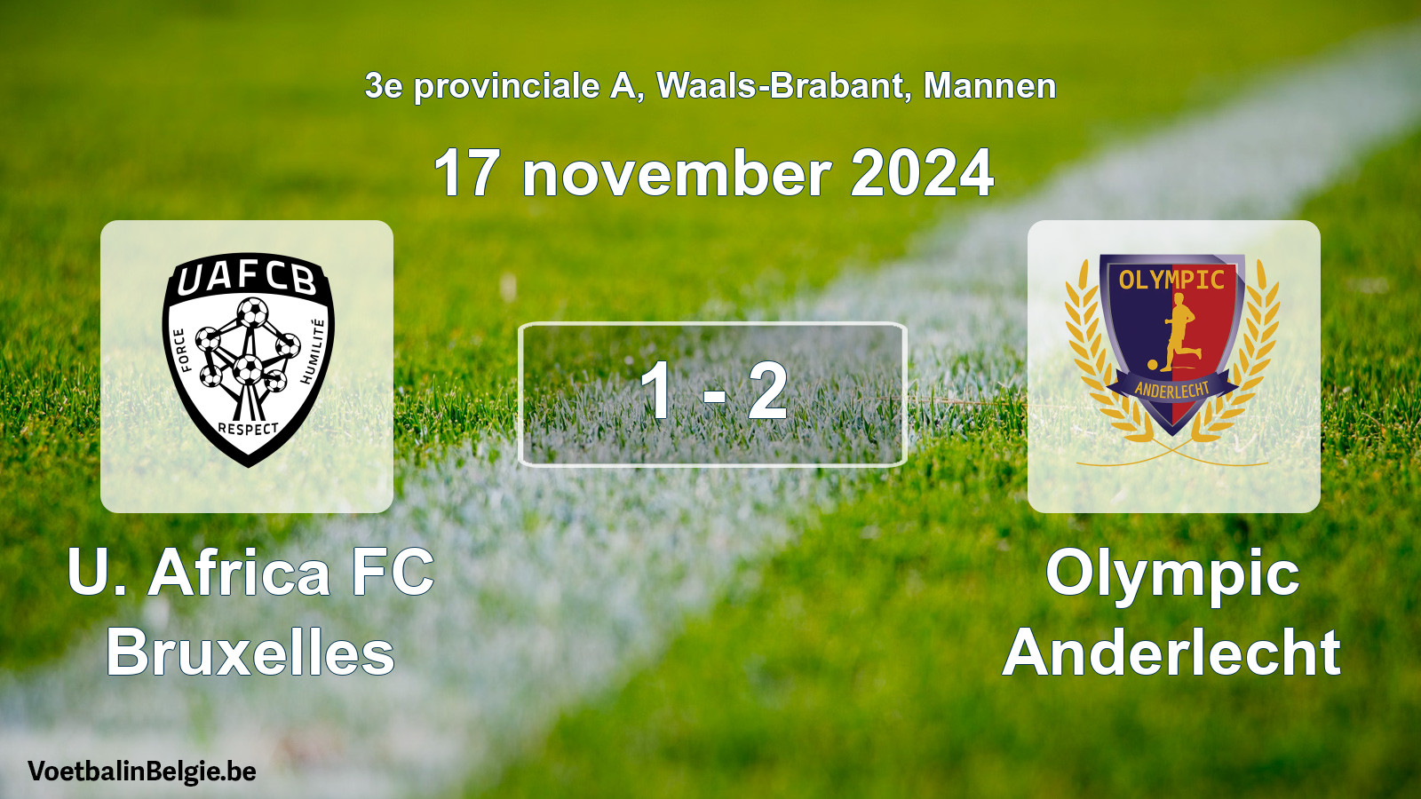 Gespeelde wedstrijd mannenvoetbal: U. Africa FC Bruxelles - Olympic Anderlecht 1 - 2 (17 november 2024)