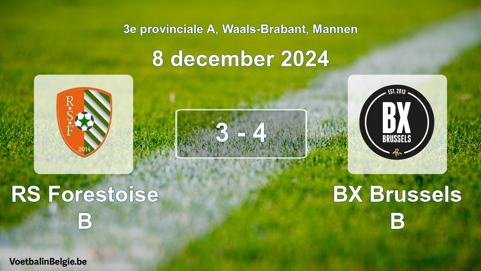 Gespeelde wedstrijd mannenvoetbal: RS Forestoise B - BX Brussels B 3 - 4 (8 december 2024)