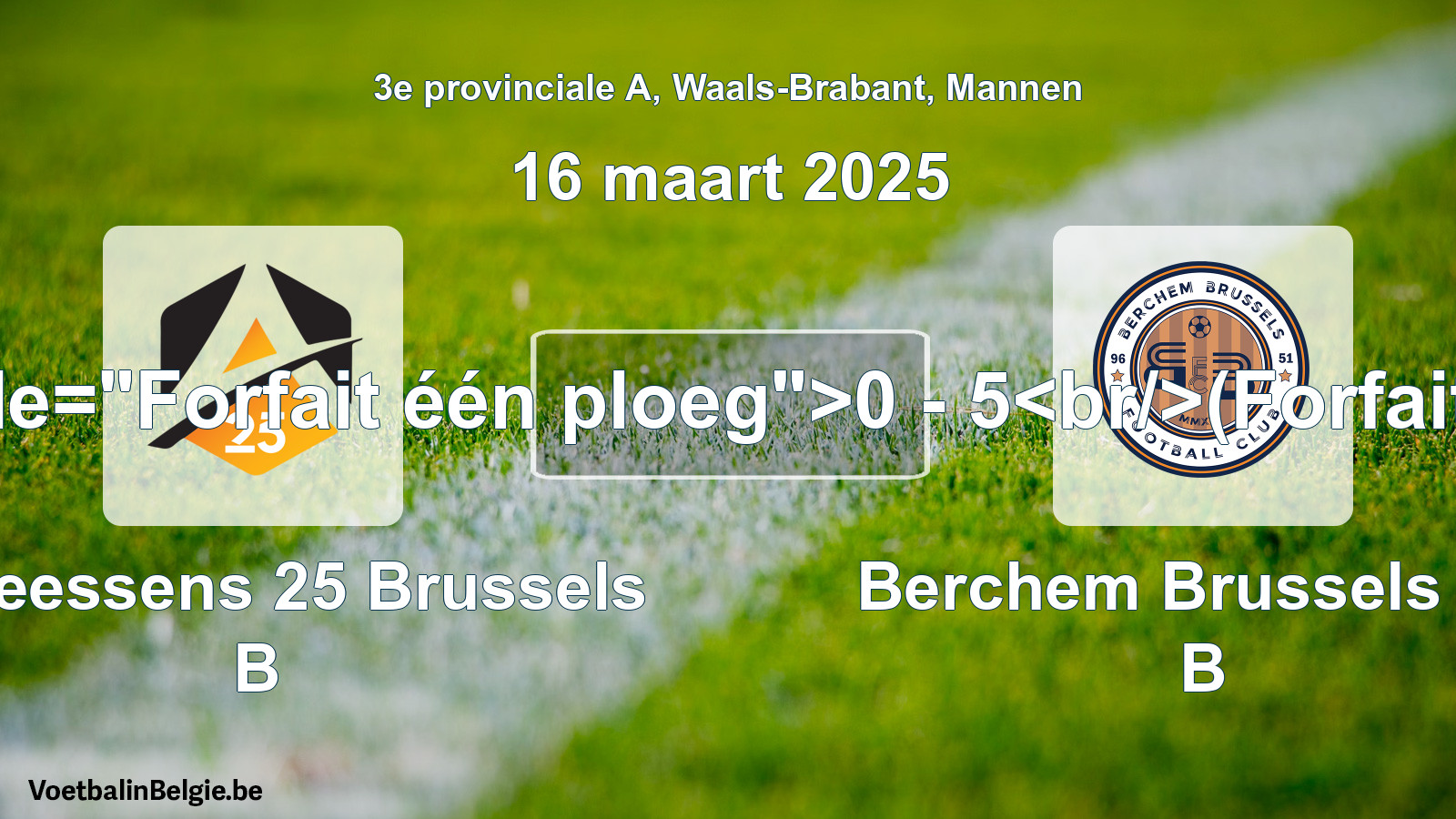 Forfait gegeven: Anneessens 25 Brussels B - Berchem Brussels FC B 0 - 5 (16 maart 2025)