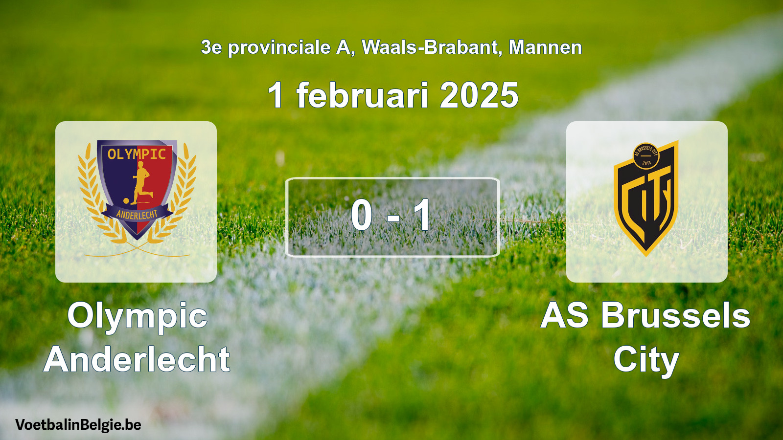 Gespeelde wedstrijd mannenvoetbal: Olympic Anderlecht - AS Brussels City 0 - 1 (1 februari 2025)