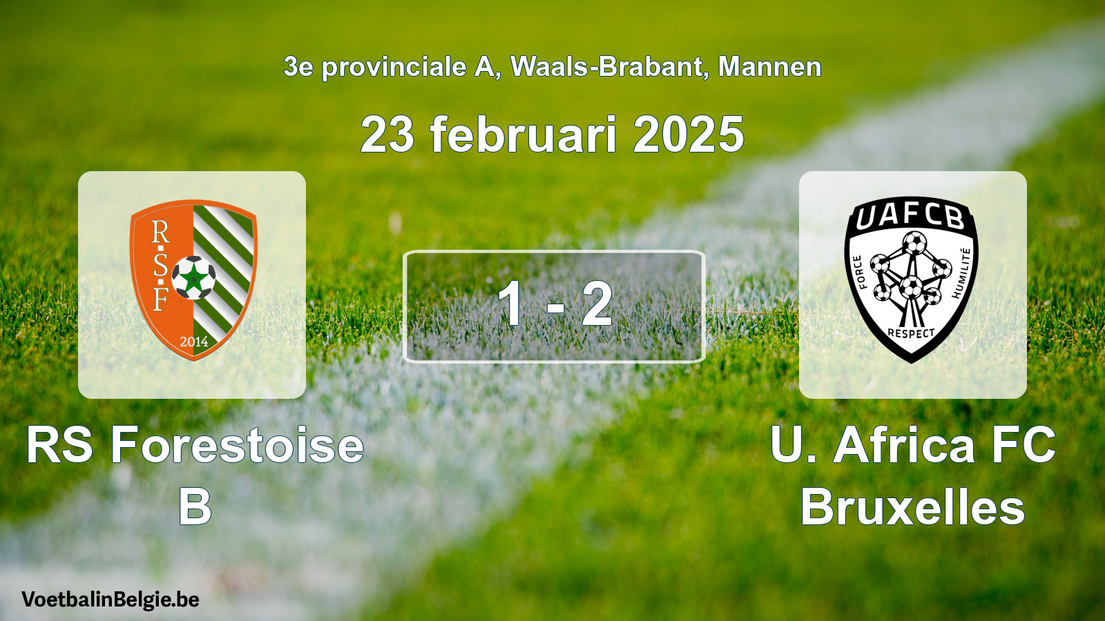 Gespeelde wedstrijd mannenvoetbal: RS Forestoise B - U. Africa FC Bruxelles 1 - 2 (23 februari 2025)