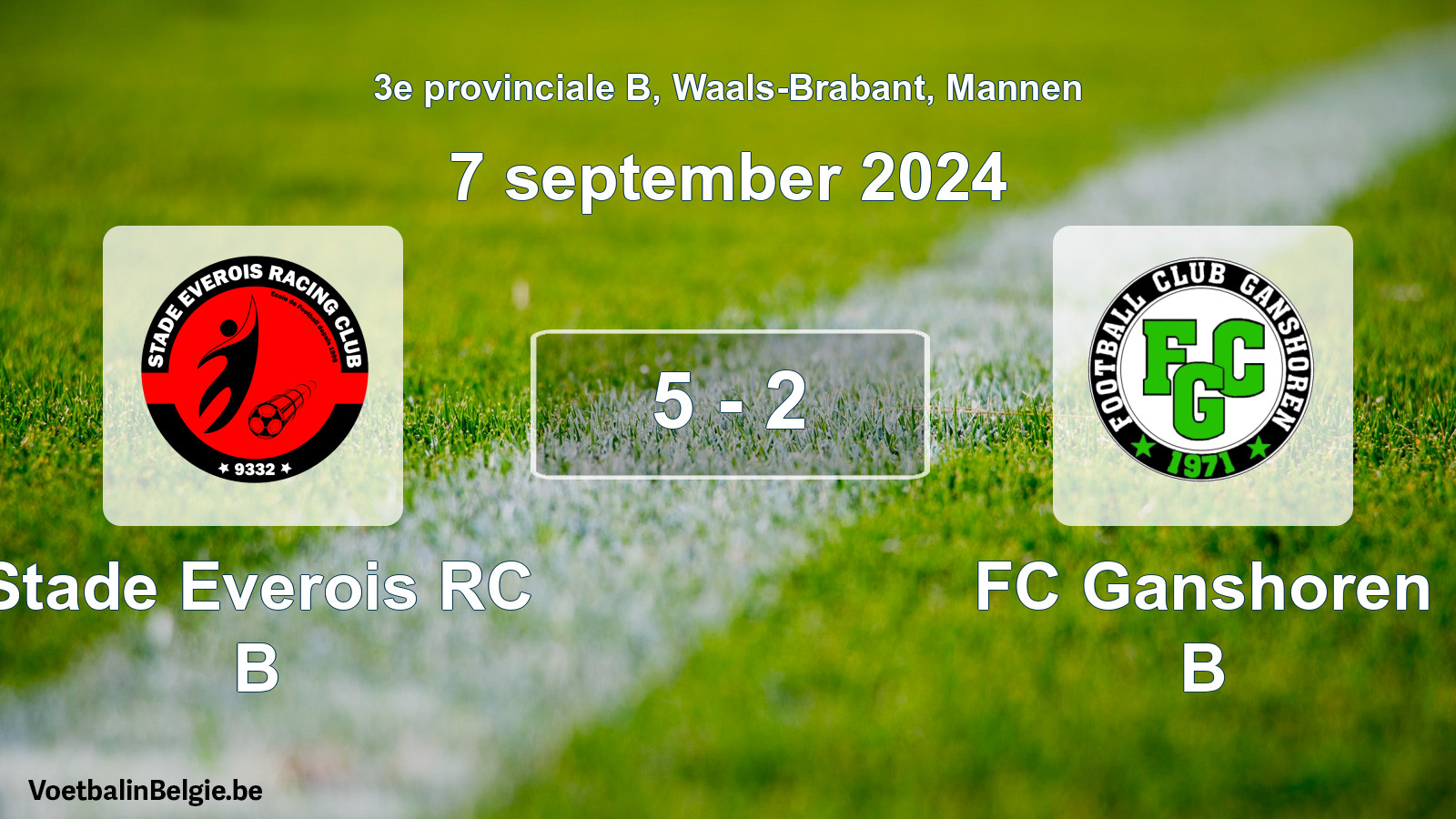 Gespeelde wedstrijd mannenvoetbal: Stade Everois RC B - FC Ganshoren B 5 - 2 (7 september 2024)