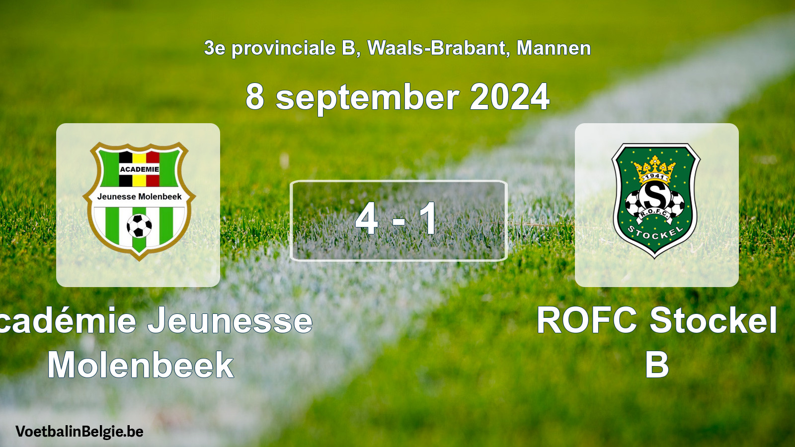 Gespeelde wedstrijd mannenvoetbal: Académie Jeunesse Molenbeek - ROFC Stockel B 4 - 1 (8 september 2024)