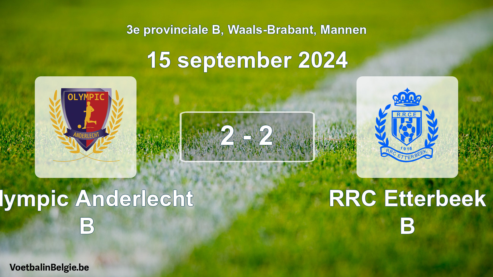 Gespeelde wedstrijd mannenvoetbal: Olympic Anderlecht B - RRC Etterbeek B 2 - 2 (15 september 2024)