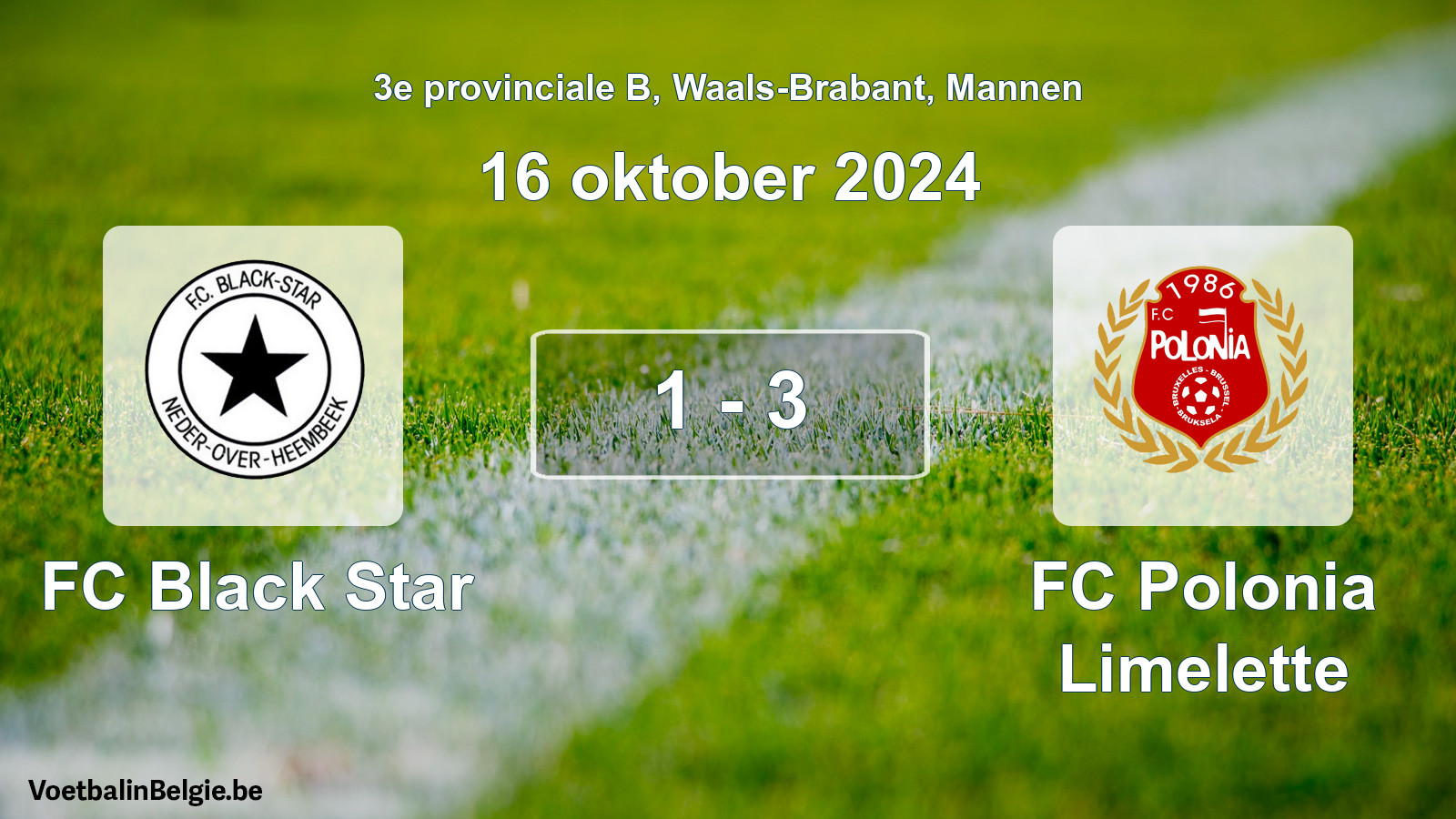 Gespeelde wedstrijd mannenvoetbal: FC Black Star - FC Polonia Limelette 1 - 3 (16 oktober 2024)