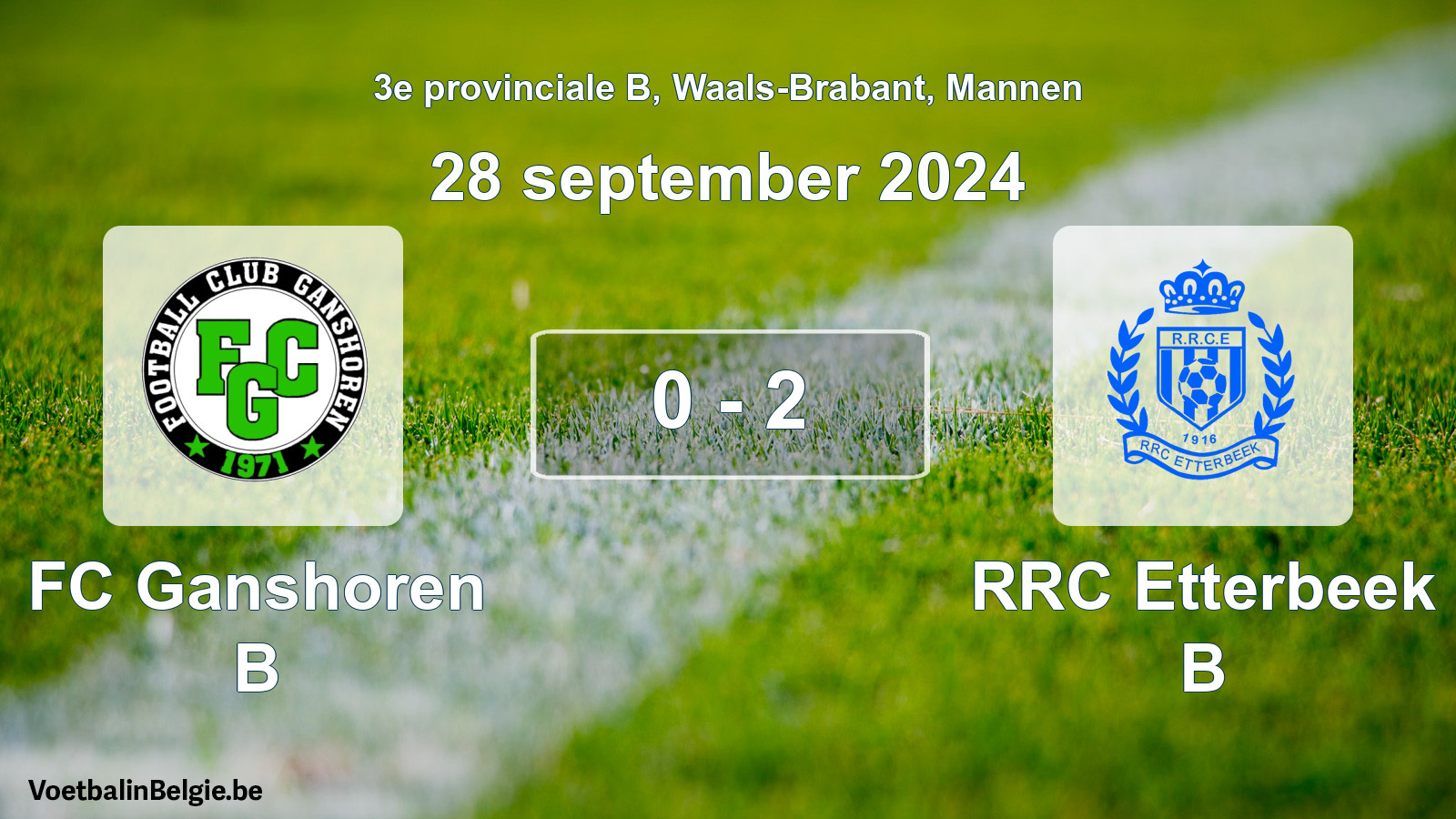 Gespeelde wedstrijd mannenvoetbal: FC Ganshoren B - RRC Etterbeek B 0 - 2 (28 september 2024)