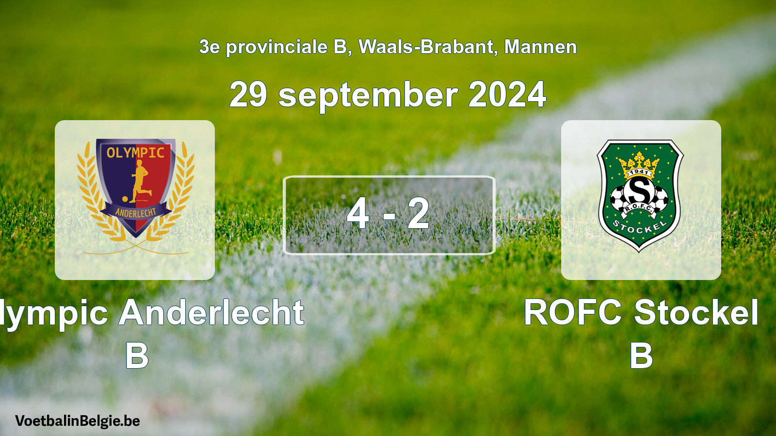 Gespeelde wedstrijd mannenvoetbal: Olympic Anderlecht B - ROFC Stockel B 4 - 2 (29 september 2024)