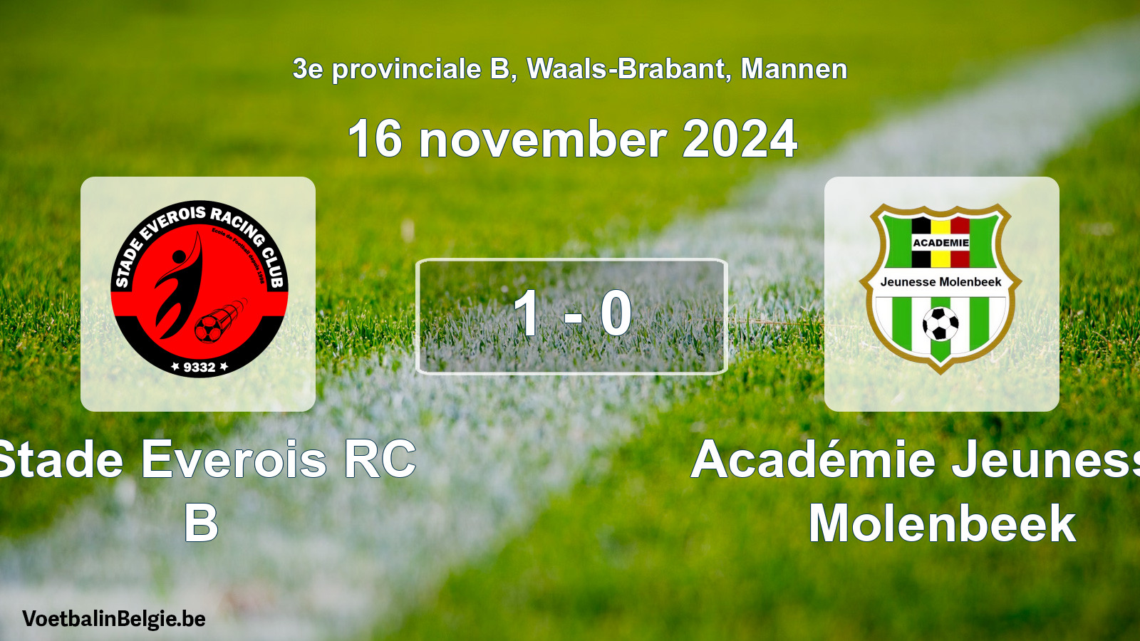 Gespeelde wedstrijd mannenvoetbal: Stade Everois RC B - Académie Jeunesse Molenbeek 1 - 0 (16 november 2024)