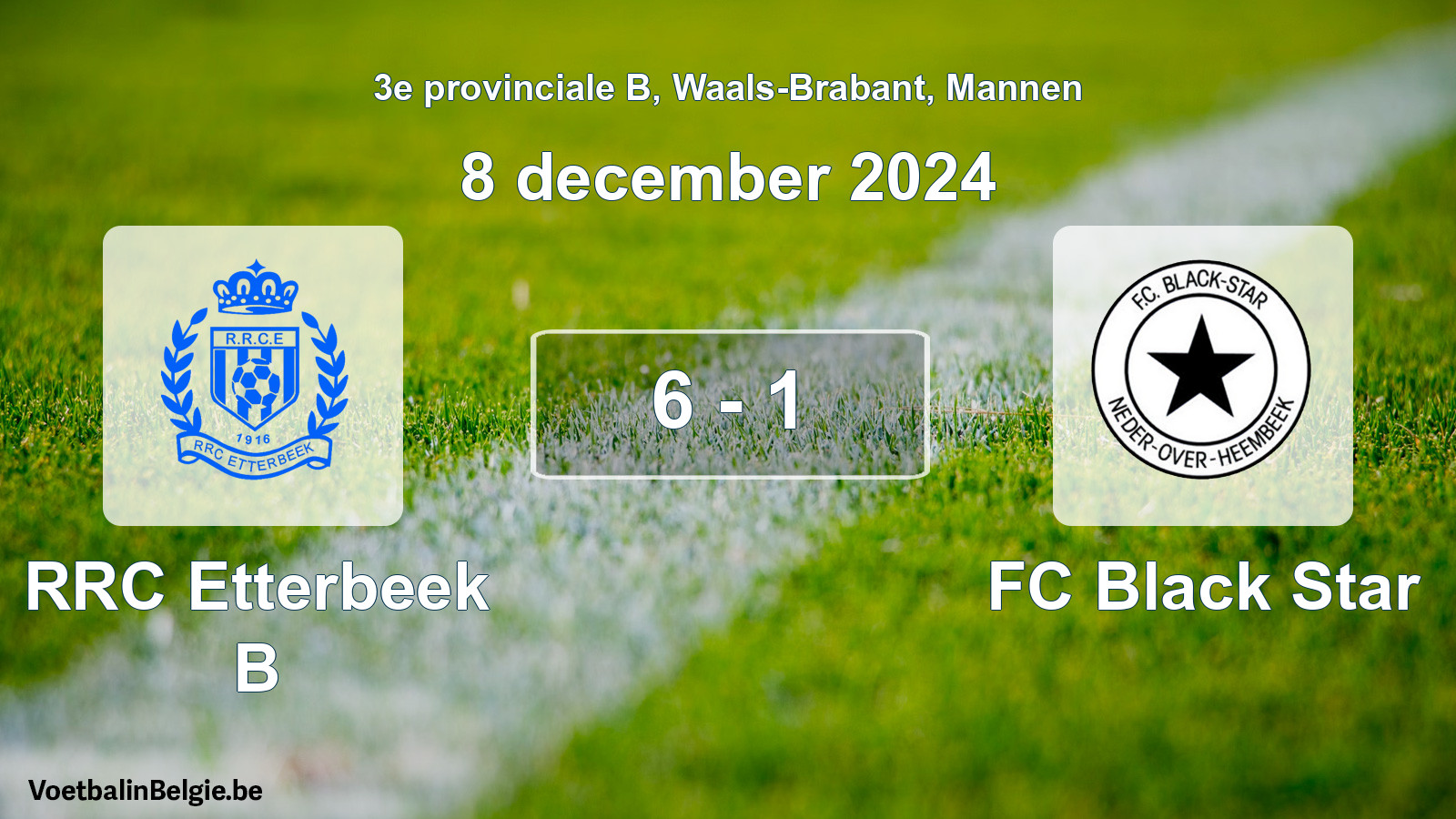 Gespeelde wedstrijd mannenvoetbal: RRC Etterbeek B - FC Black Star 6 - 1 (8 december 2024)