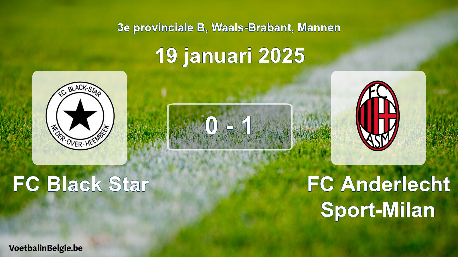 Gespeelde wedstrijd mannenvoetbal: FC Black Star - FC Anderlecht Sport-Milan 0 - 1 (19 januari 2025)