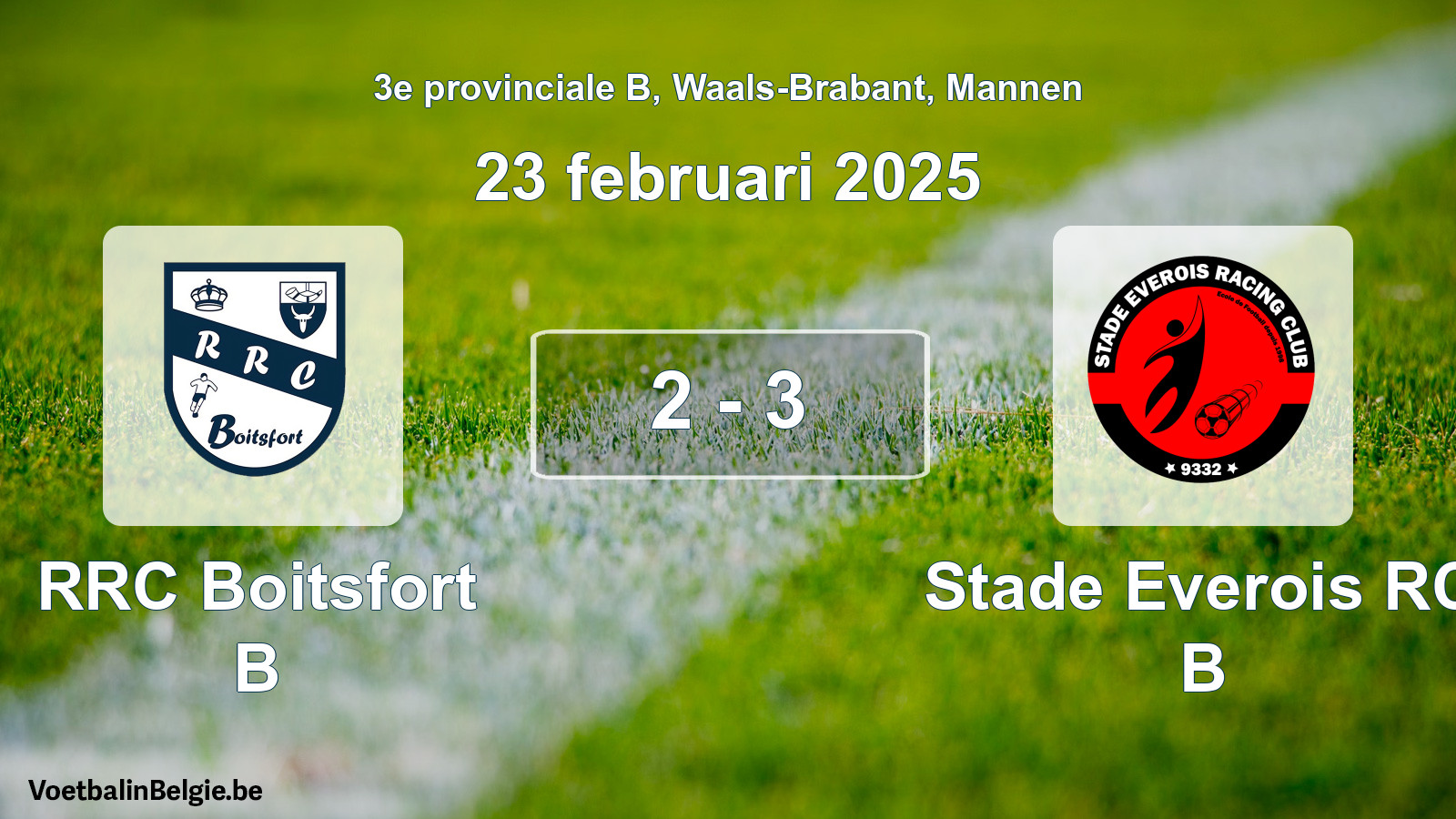 Gespeelde wedstrijd mannenvoetbal: RRC Boitsfort B - Stade Everois RC B 2 - 3 (23 februari 2025)