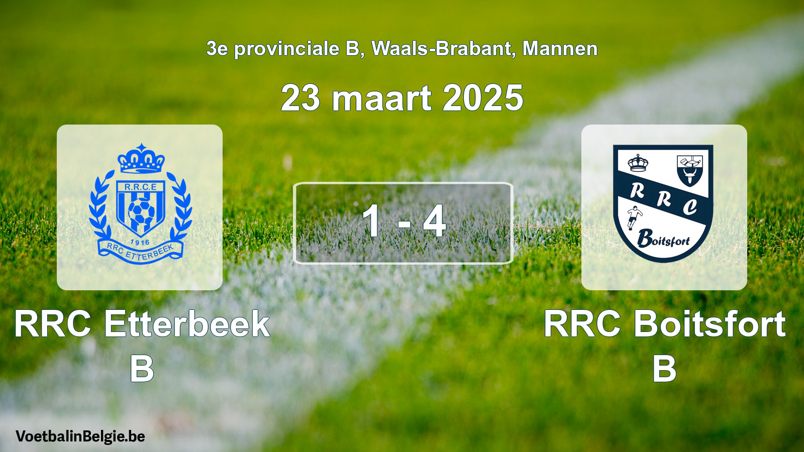 Gespieltes Spiel männer-Fußball: RRC Etterbeek B - RRC Boitsfort B 1 - 4 (23 März 2025)