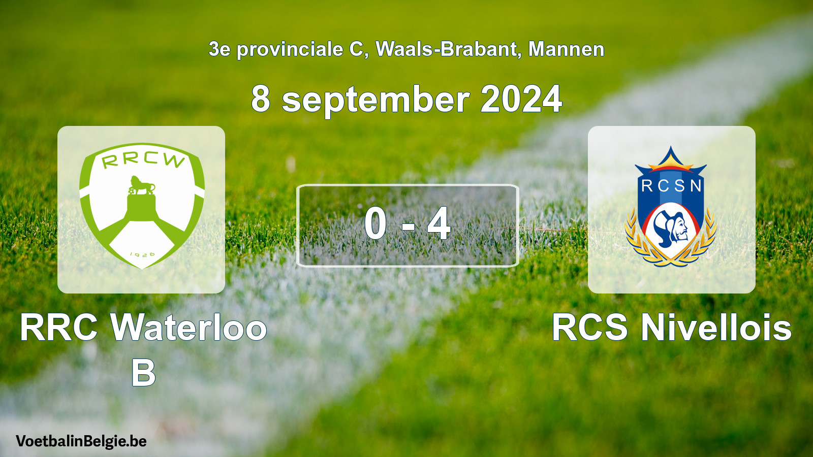 Gespeelde wedstrijd mannenvoetbal: RRC Waterloo B - RCS Nivellois 0 - 4 (8 september 2024)