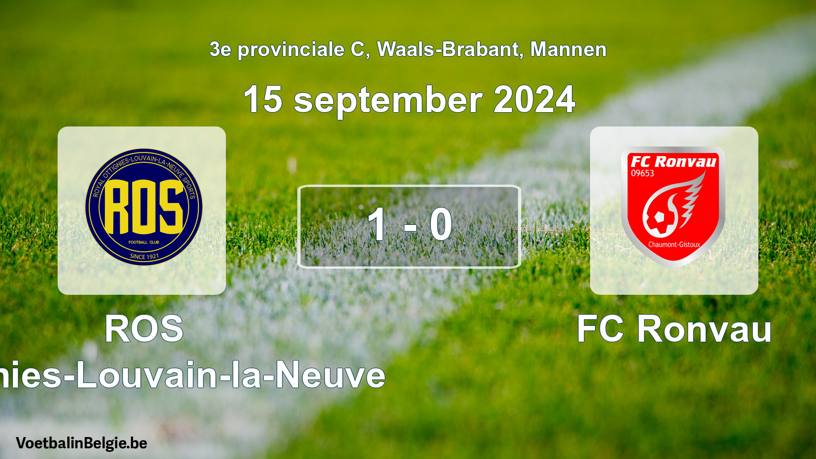 Played match men football: ROS Ottignies-Louvain-la-Neuve - FC Ronvau 1 - 0 (15 September 2024)